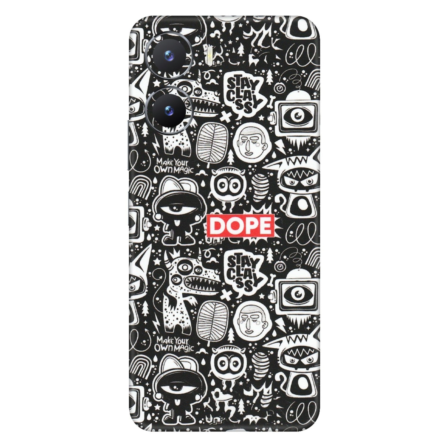 VIVO Z/V/X/T/U/S Series Phone Skins (All Models) - Dope Stay Classy Black Doodles - Matte Finish (M-126) Vivo T2 X (5G)