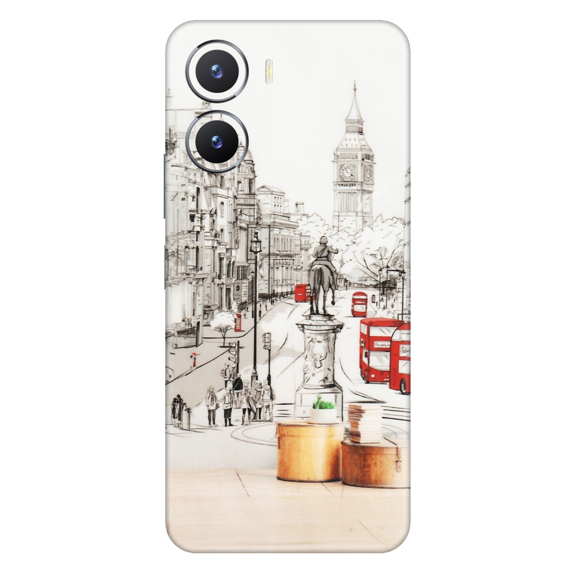 VIVO Z/V/X/T/U/S Series Phone Skins (All Models) - London Street - Transparent Finish (T-02) Vivo T2 X (5G)