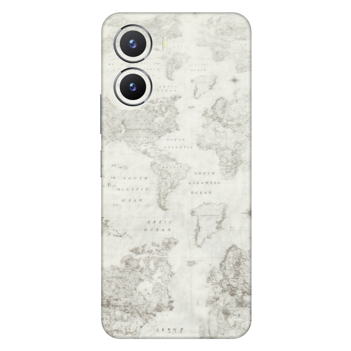 VIVO Z/V/X/T/U/S Series Phone Skins (All Models) - World Travel Map - Transparent Finish (T-04) Vivo T2 X (5G)