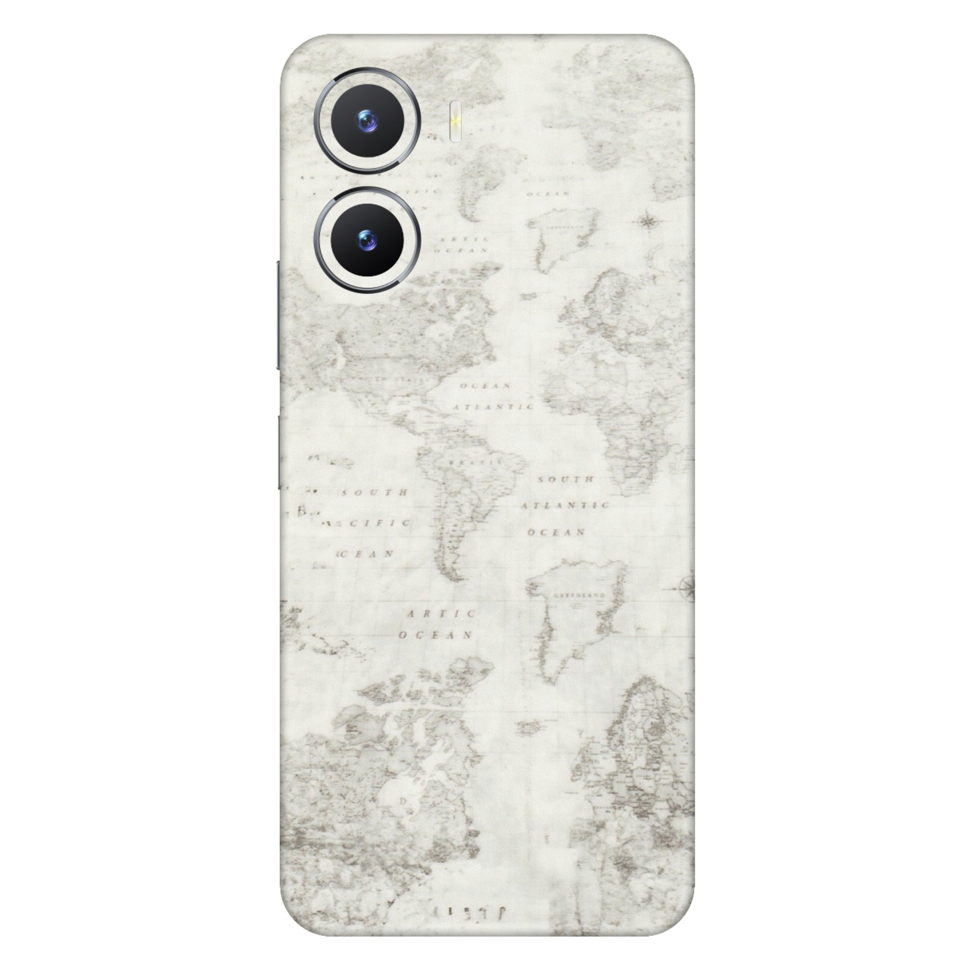 VIVO Z/V/X/T/U/S Series Phone Skins (All Models) - World Travel Map - Transparent Finish (T-04) Vivo T2 X (5G)