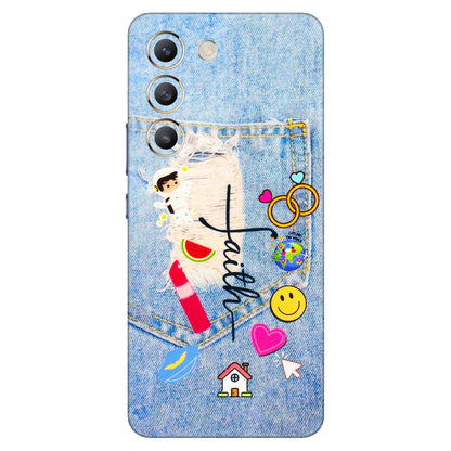 VIVO Z/V/X/T/U/S Series Phone Skins (All Models) - Denim Jeans Pocket - 3D Embossed Finish (L-134) Vivo T3 (5G)