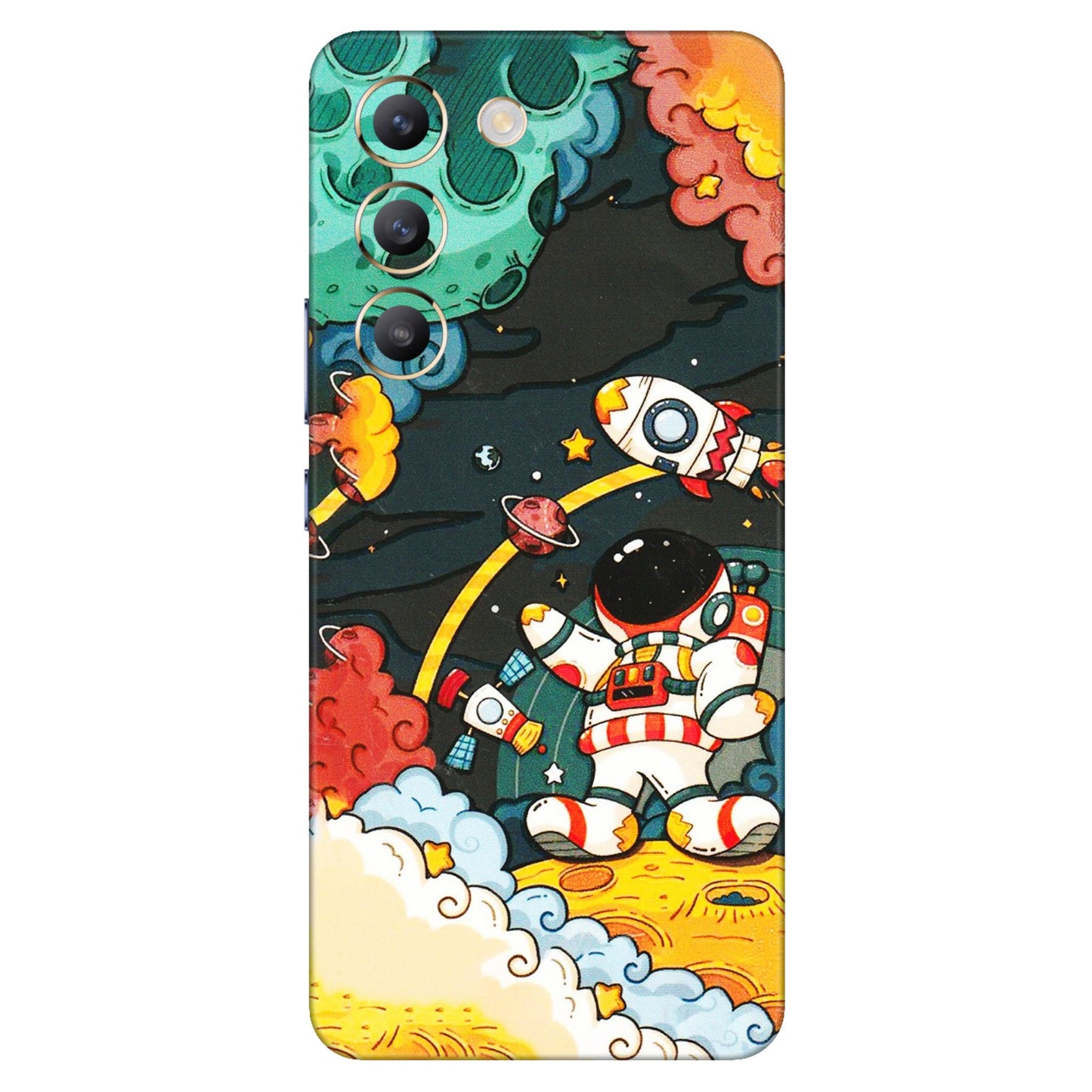 VIVO Z/V/X/T/U/S Series Phone Skins (All Models) - Astronauts & Spaceship - 3D Embossed Finish (L-145) Vivo T3 (5G)