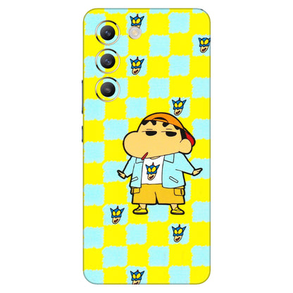 VIVO Z/V/X/T/U/S Series Phone Skins (All Models) - Yellow Blue Shinchan Cute - 3D Embossed Finish (L-221) Vivo T3 (5G)
