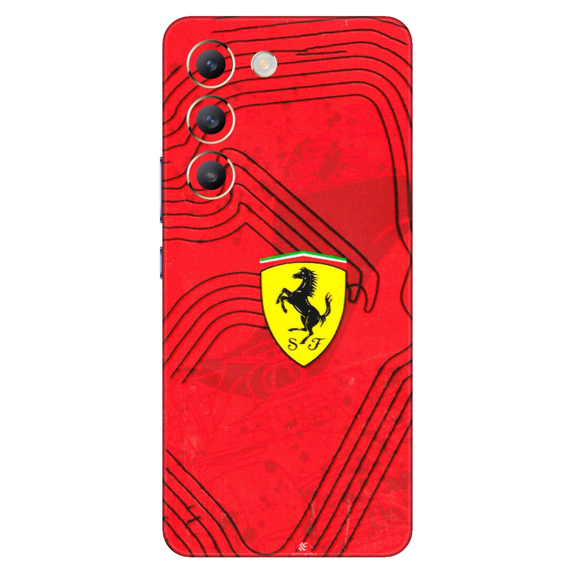 VIVO Z/V/X/T/U/S Series Phone Skins (All Models) - Red Ferrari Logo Stylish - 3D Embossed Finish (L-238) Vivo T3 (5G)