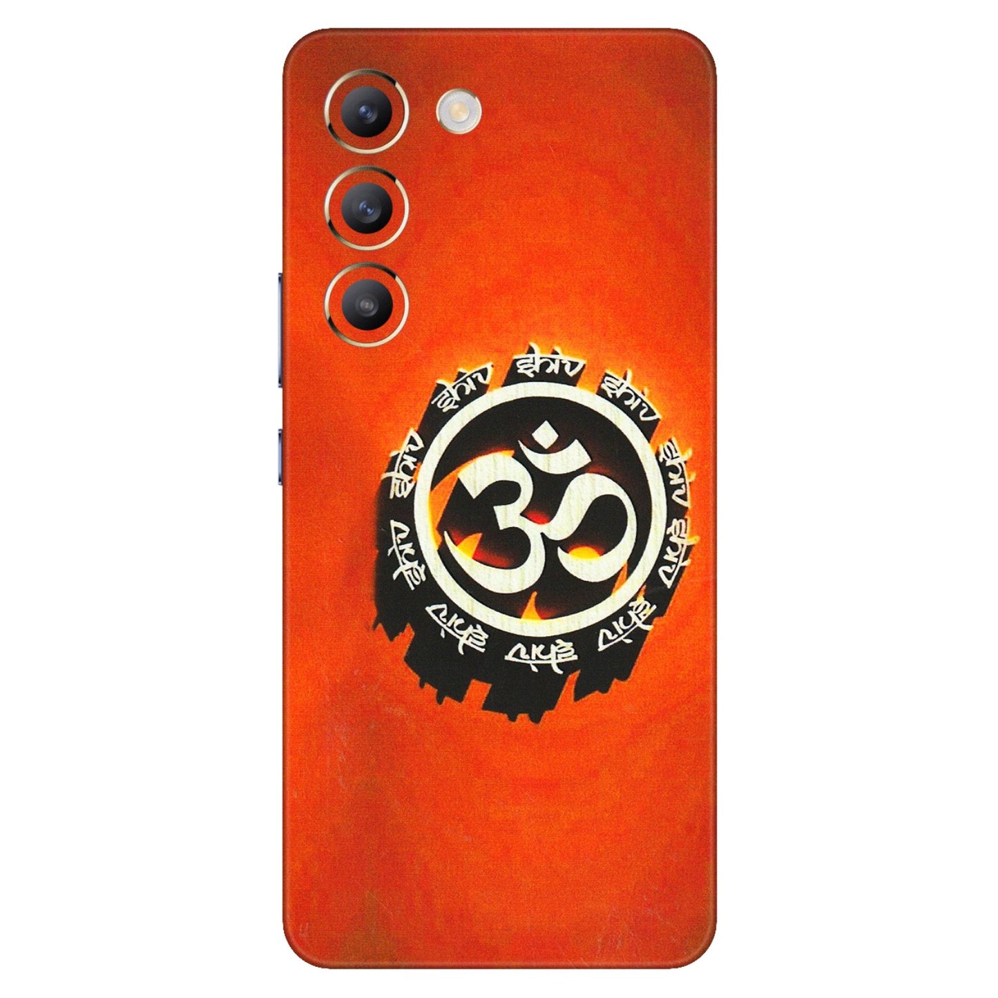 VIVO Z/V/X/T/U/S Series Phone Skins (All Models) - Aum Shiv Orange - 3D Embossed Finish (L-32) Vivo T3 (5G)