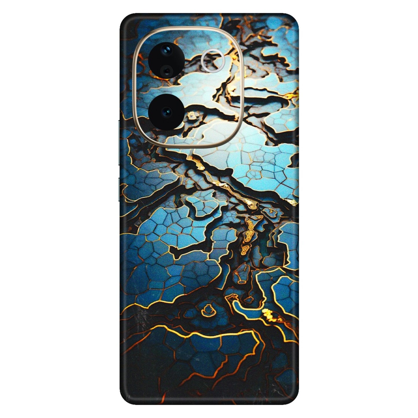 VIVO Z/V/X/T/U/S Series Phone Skins (All Models) - Blue Gold Abstract - 3D Embossed Finish (L-11) Vivo T3 Pro (5G)
