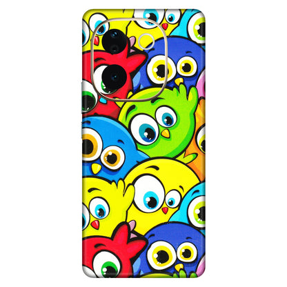 VIVO Z/V/X/T/U/S Series Phone Skins (All Models) - Cute Fluffy Birds - 3D Embossed Finish (L-213) Vivo T3 Pro (5G)