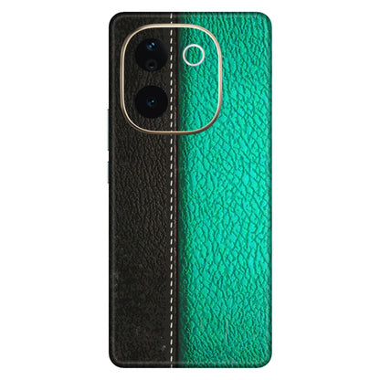 VIVO Z/V/X/T/U/S Series Phone Skins (All Models) - Black Green Dual Leather Stich - 3D Embossed Finish (L-233) Vivo T3 Pro (5G)