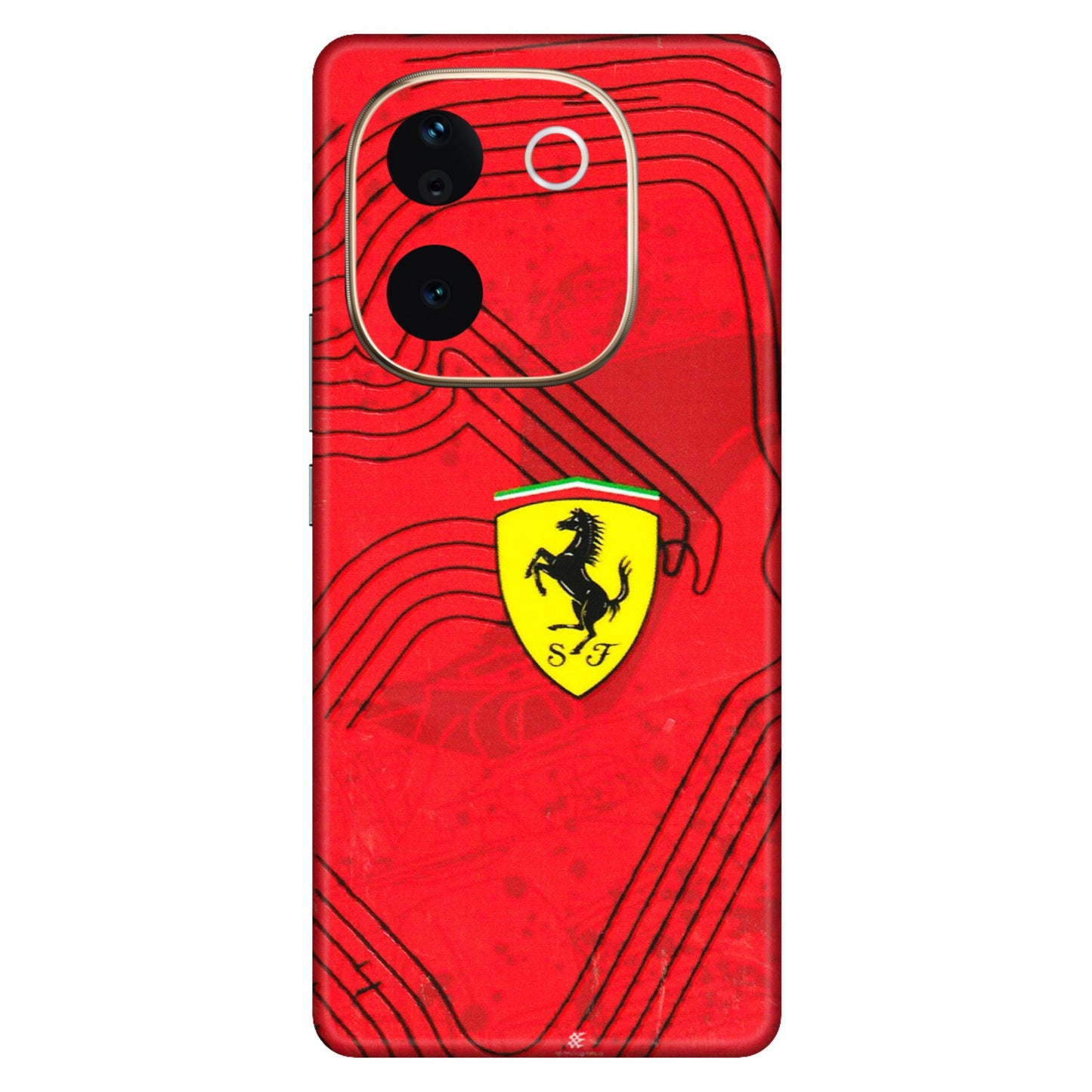 VIVO Z/V/X/T/U/S Series Phone Skins (All Models) - Red Ferrari Logo Stylish - 3D Embossed Finish (L-238) Vivo T3 Pro (5G)