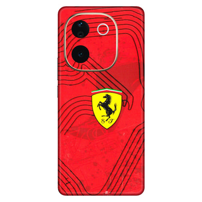 VIVO Z/V/X/T/U/S Series Phone Skins (All Models) - Red Ferrari Logo Stylish - 3D Embossed Finish (L-238) Vivo T3 Pro (5G)