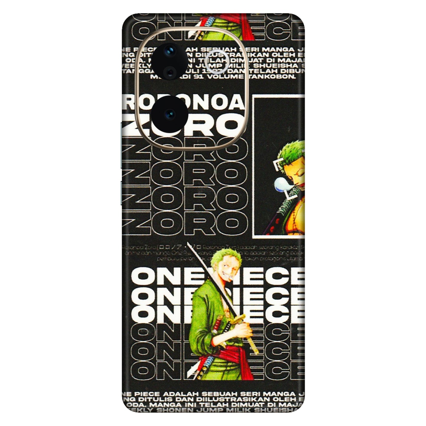 VIVO Z/V/X/T/U/S Series Phone Skins (All Models) - One Piece Zoro - 3D Embossed Finish (L-250) Vivo T3 Pro (5G)