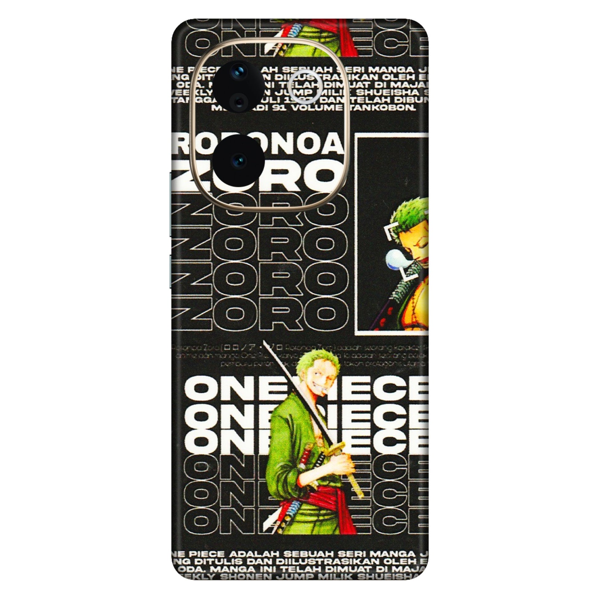 VIVO Z/V/X/T/U/S Series Phone Skins (All Models) - One Piece Zoro - 3D Embossed Finish (L-250) Vivo T3 Pro (5G)