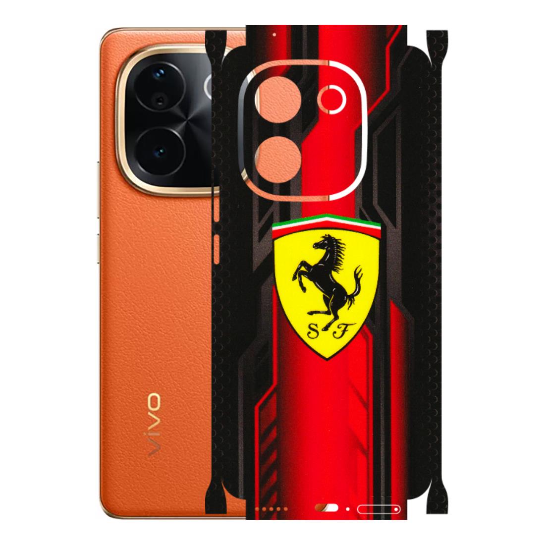 VIVO Z/V/X/T/U/S Series Phone Skins (All Models) - Black Ferrari Logo - 3D Embossed Finish (L-253) Vivo T3 Pro (5G)