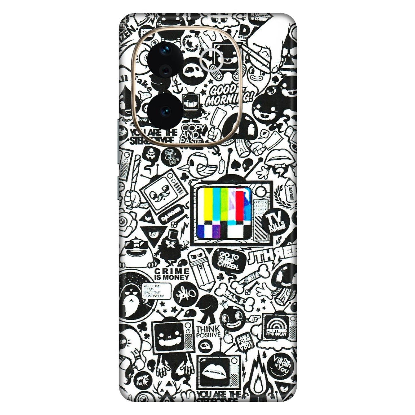 VIVO Z/V/X/T/U/S Series Phone Skins (All Models) - Doodles Positive Art - 3D Embossed Finish (L-263) Vivo T3 Pro (5G)