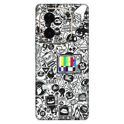 VIVO Z/V/X/T/U/S Series Phone Skins (All Models) - Doodles Positive Art - 3D Embossed Finish (L-263) Vivo T3 Pro (5G)