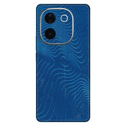VIVO Z/V/X/T/U/S Series Phone Skins (All Models) - Abstract Blue Line Map - 3D Embossed Finish (L-272) Vivo T3 Pro (5G)