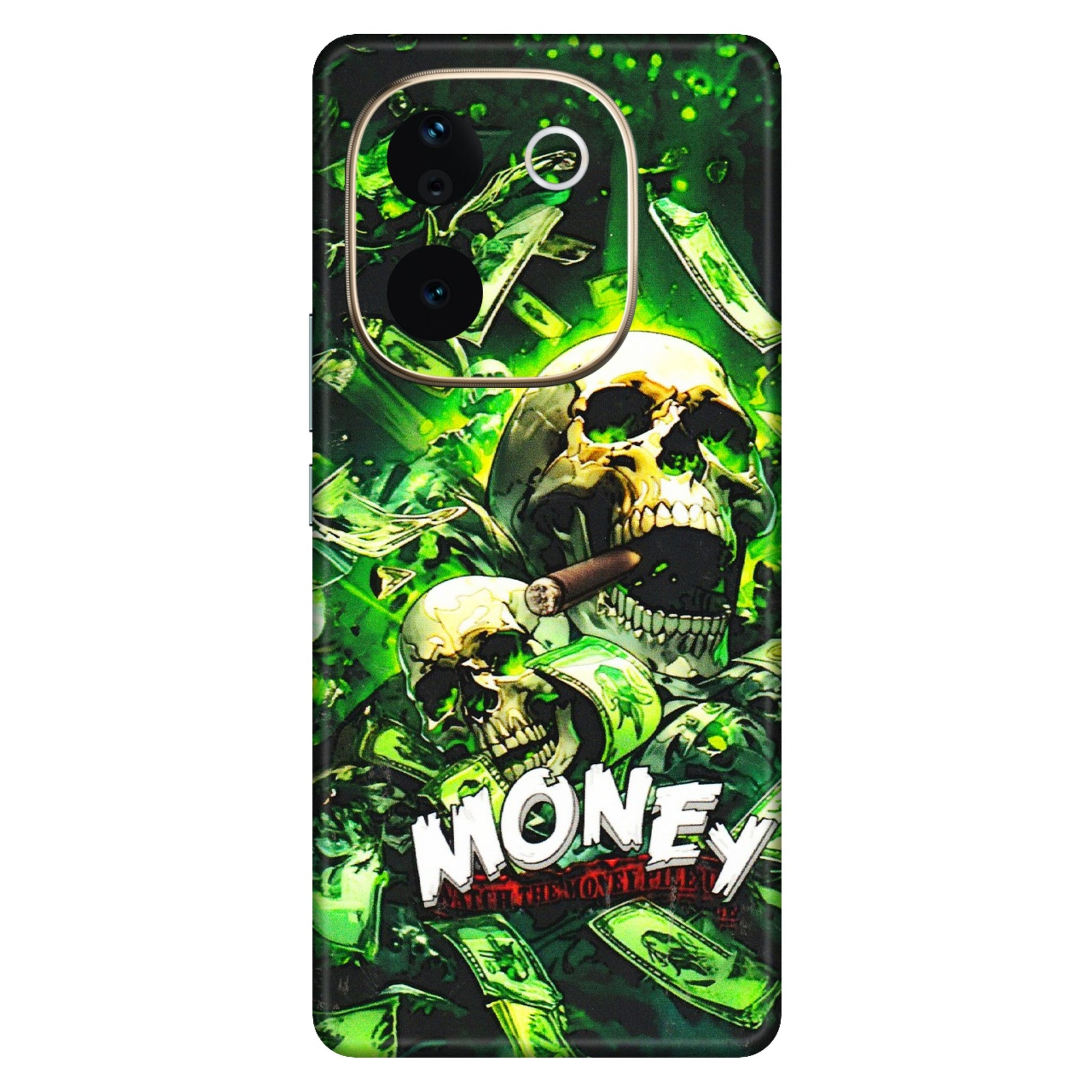 VIVO Z/V/X/T/U/S Series Phone Skins (All Models) - Skull Money - 3D Embossed Finish (L-303) Vivo T3 Pro (5G)