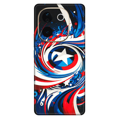 VIVO Z/V/X/T/U/S Series Phone Skins (All Models) - Captain America Logo - 3D Embossed Finish (L-307) Vivo T3 Pro (5G)