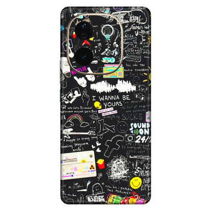 VIVO Z/V/X/T/U/S Series Phone Skins (All Models) - Black Creatives Doodles - 3D Embossed Finish (L-311) Vivo T3 Pro (5G)