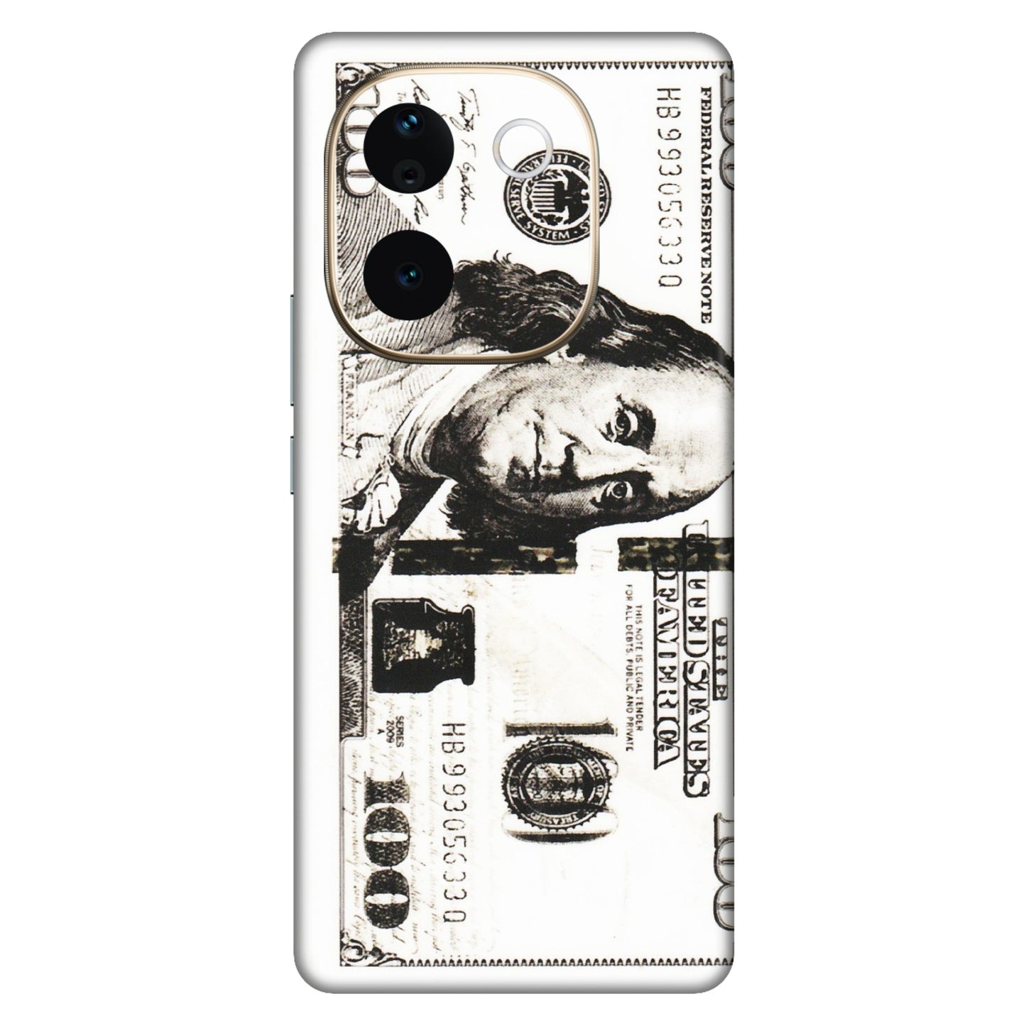 VIVO Z/V/X/T/U/S Series Phone Skins (All Models) - 100 Dollar Currency - Transparent Finish (T-01) Vivo T3 Pro (5G)