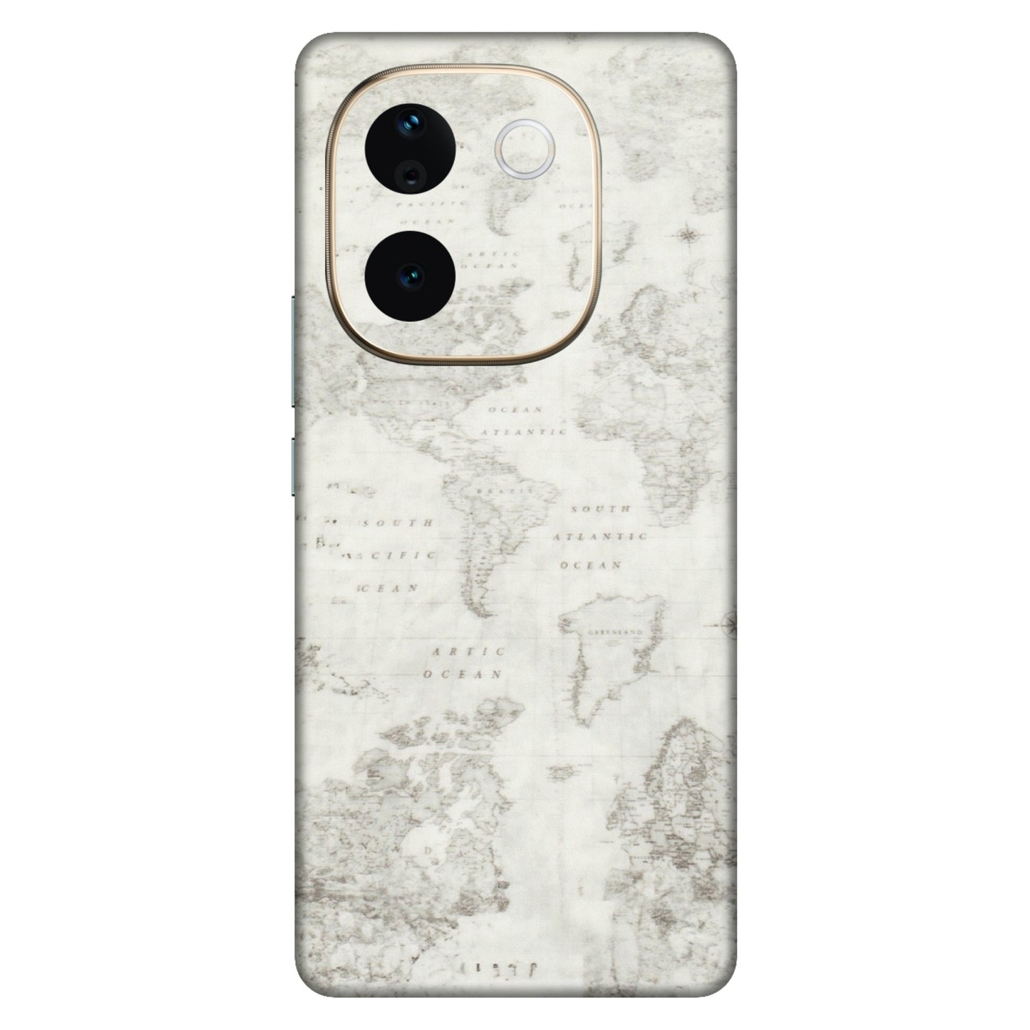 VIVO Z/V/X/T/U/S Series Phone Skins (All Models) - World Travel Map - Transparent Finish (T-04) Vivo T3 Pro (5G)