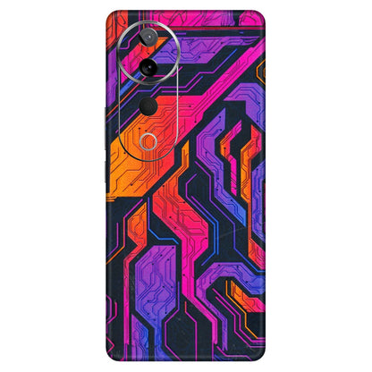 VIVO Z/V/X/T/U/S Series Phone Skins (All Models) - Tech Circuits Futuristic - 3D Embossed Finish (L-07) Vivo T3 Ultra (5G)