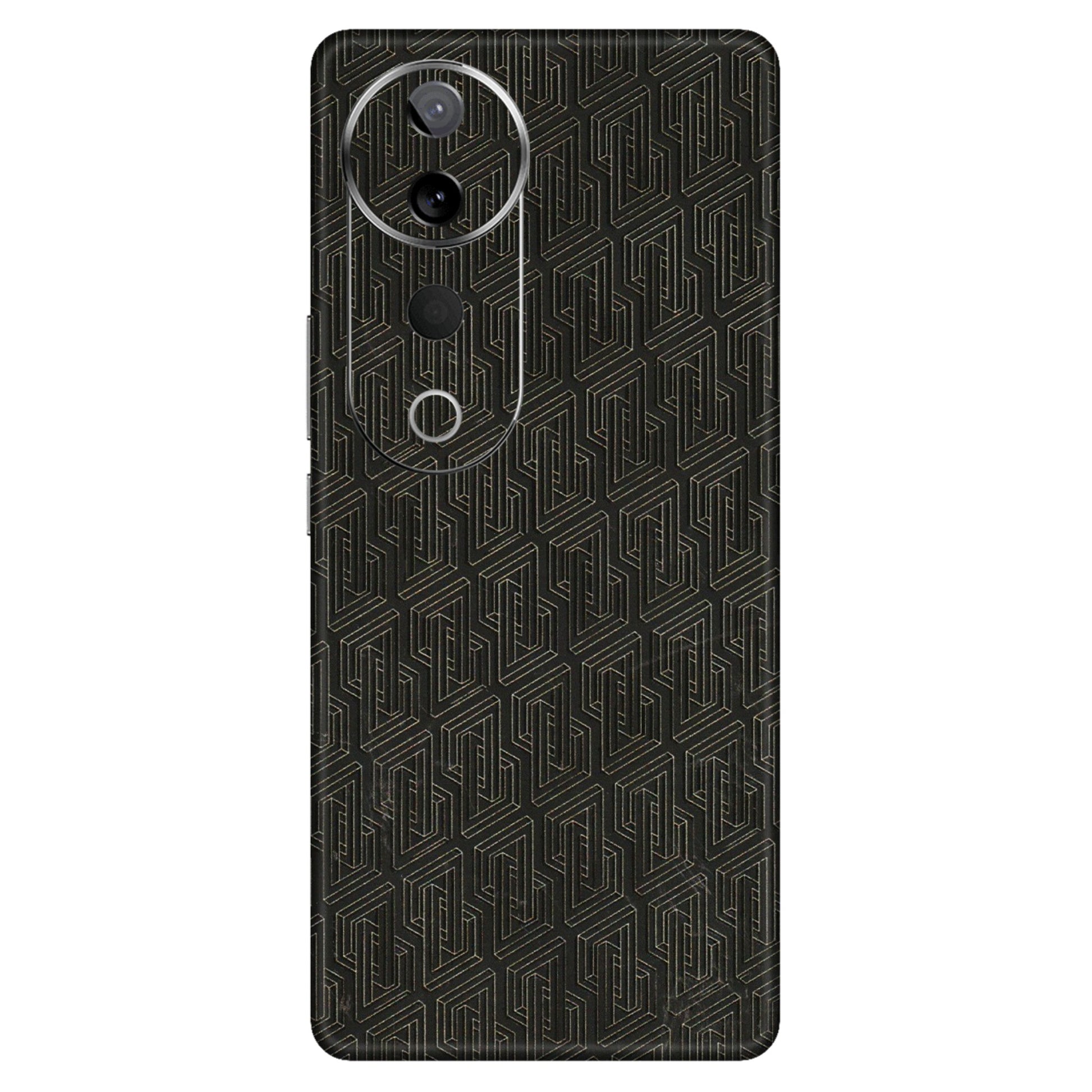 VIVO Z/V/X/T/U/S Series Phone Skins (All Models) - Black Abstract Pattern - 3D Embossed Finish (L-117) Vivo T3 Ultra (5G)