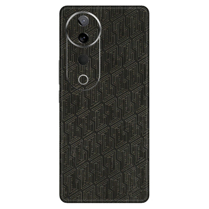 VIVO Z/V/X/T/U/S Series Phone Skins (All Models) - Black Abstract Pattern - 3D Embossed Finish (L-117) Vivo T3 Ultra (5G)