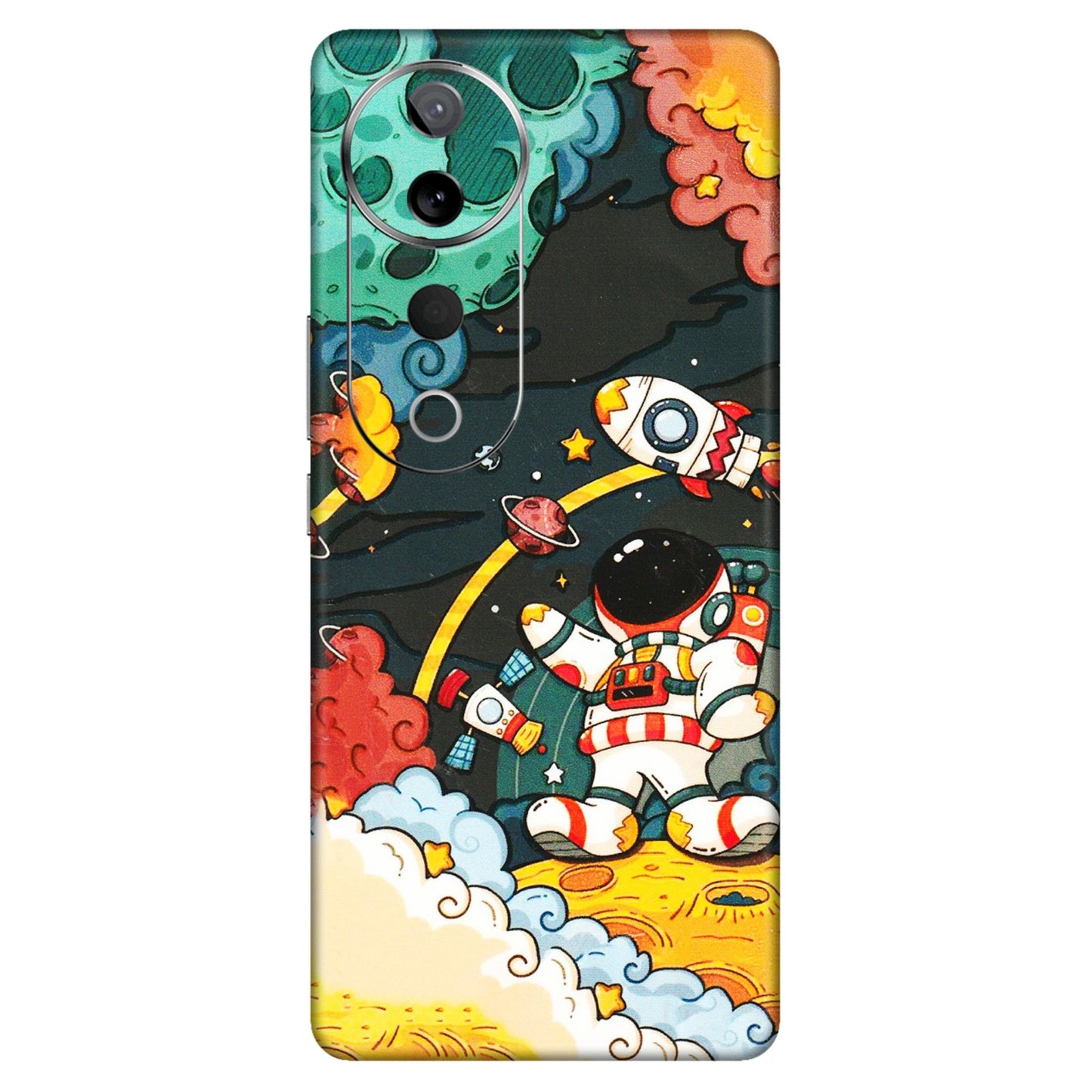 VIVO Z/V/X/T/U/S Series Phone Skins (All Models) - Astronauts & Spaceship - 3D Embossed Finish (L-145) Vivo T3 Ultra (5G)