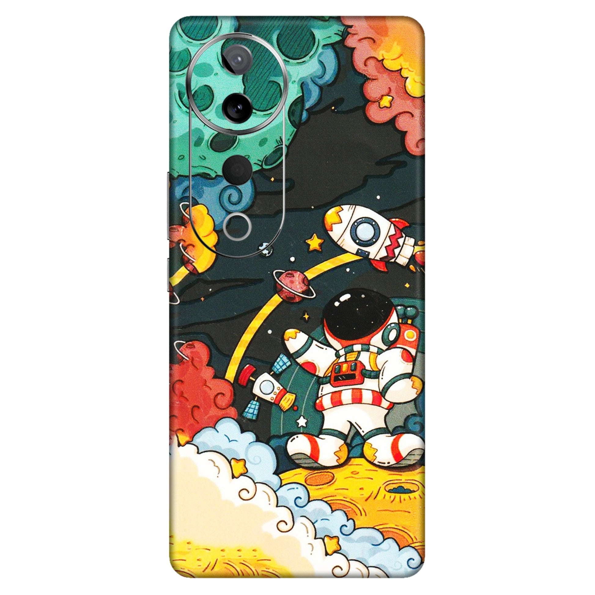 VIVO Z/V/X/T/U/S Series Phone Skins (All Models) - Astronauts & Spaceship - 3D Embossed Finish (L-145) Vivo T3 Ultra (5G)