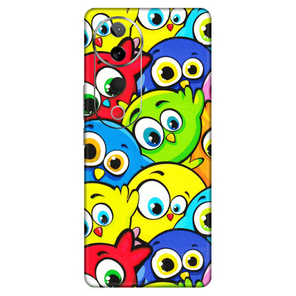 VIVO Z/V/X/T/U/S Series Phone Skins (All Models) - Cute Fluffy Birds - 3D Embossed Finish (L-213) Vivo T3 Ultra (5G)