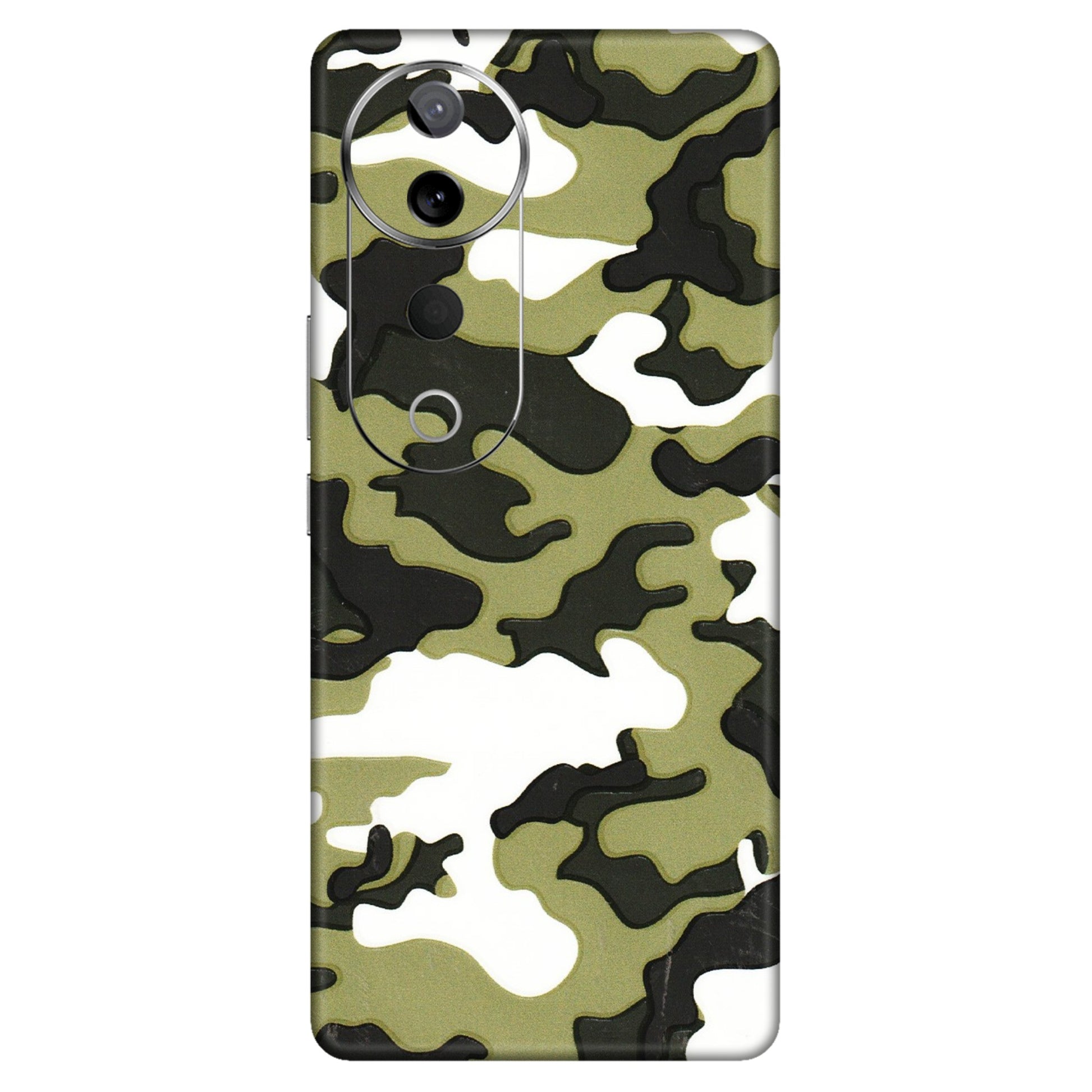 VIVO Z/V/X/T/U/S Series Phone Skins (All Models) - Camouflages White And Green - 3D Embossed Finish (L-243) Vivo T3 Ultra (5G)