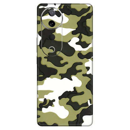 VIVO Z/V/X/T/U/S Series Phone Skins (All Models) - Camouflages White And Green - 3D Embossed Finish (L-243) Vivo T3 Ultra (5G)