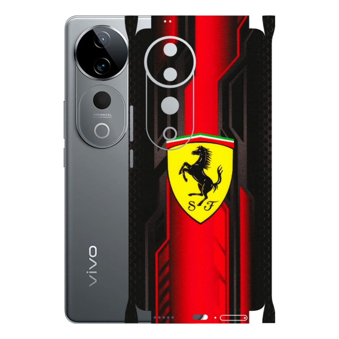 VIVO Z/V/X/T/U/S Series Phone Skins (All Models) - Black Ferrari Logo - 3D Embossed Finish (L-253) Vivo T3 Ultra (5G)