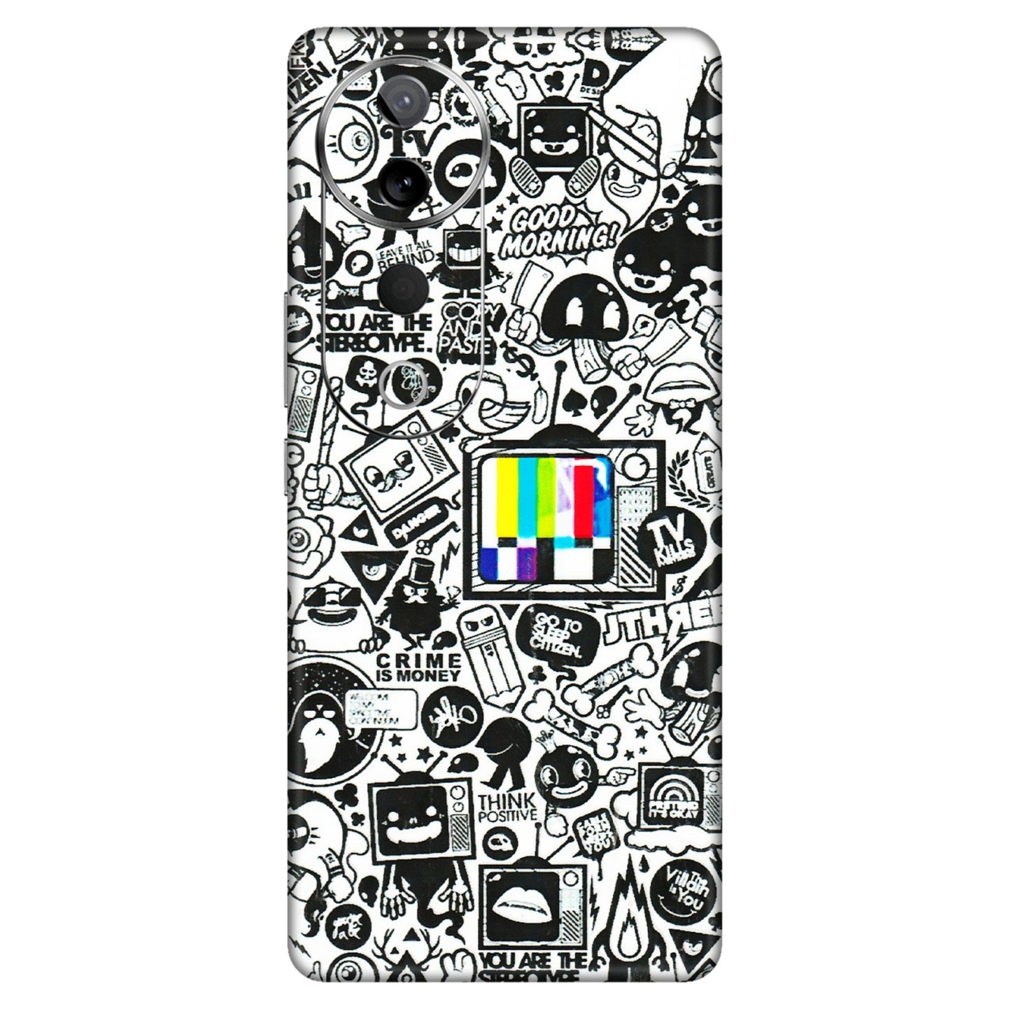 VIVO Z/V/X/T/U/S Series Phone Skins (All Models) - Doodles Positive Art - 3D Embossed Finish (L-263) Vivo T3 Ultra (5G)