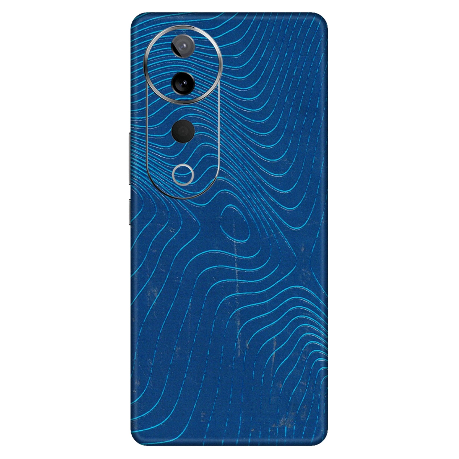 VIVO Z/V/X/T/U/S Series Phone Skins (All Models) - Abstract Blue Line Map - 3D Embossed Finish (L-272) Vivo T3 Ultra (5G)
