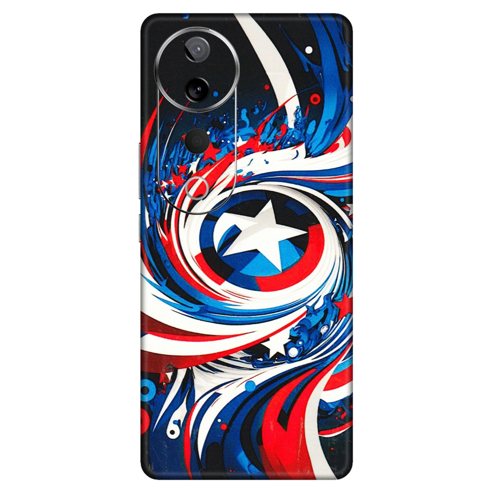 VIVO Z/V/X/T/U/S Series Phone Skins (All Models) - Captain America Logo - 3D Embossed Finish (L-307) Vivo T3 Ultra (5G)