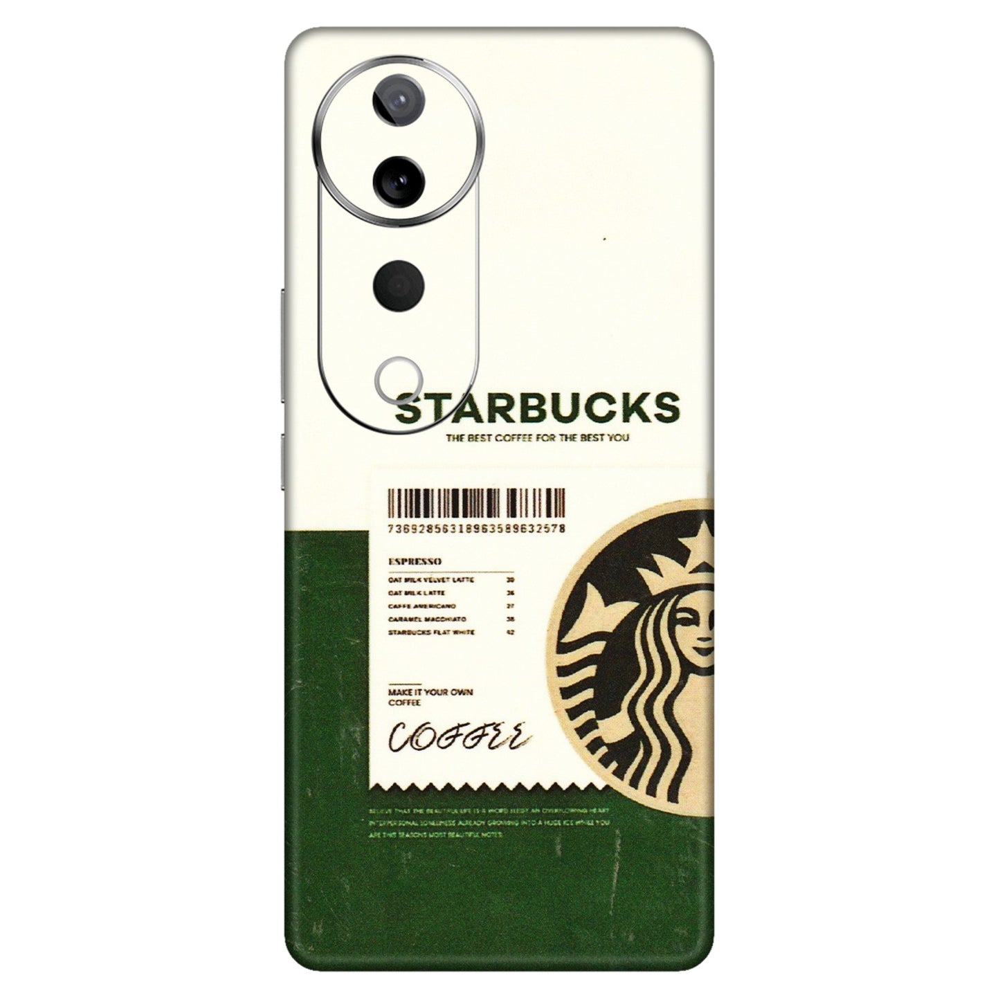 VIVO Z/V/X/T/U/S Series Phone Skins (All Models) - Starbucks Barcode - 3D Embossed Finish (L-308) Vivo T3 Ultra (5G)