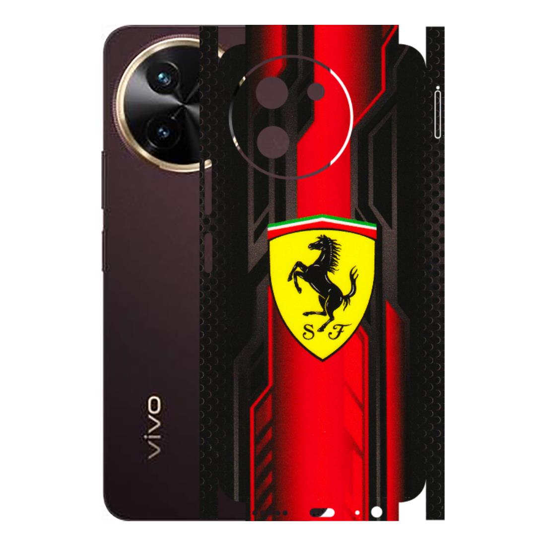 VIVO Z/V/X/T/U/S Series Phone Skins (All Models) - Black Ferrari Logo - 3D Embossed Finish (L-253) Vivo T3 X (5G)