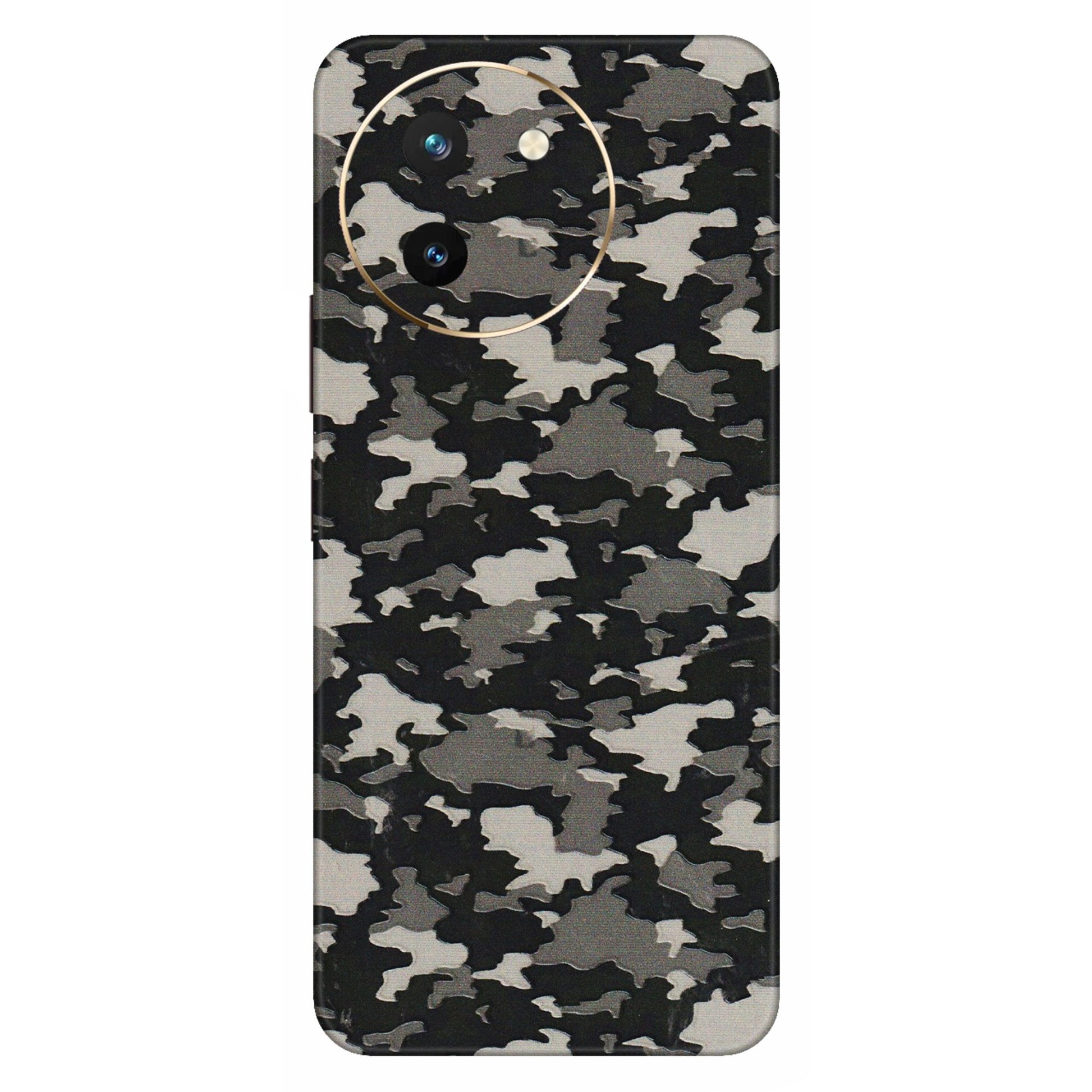 VIVO Z/V/X/T/U/S Series Phone Skins (All Models) - Black/Grey Camoflaunge - 3D Embossed Finish (L-142) Vivo T3 X (5G)