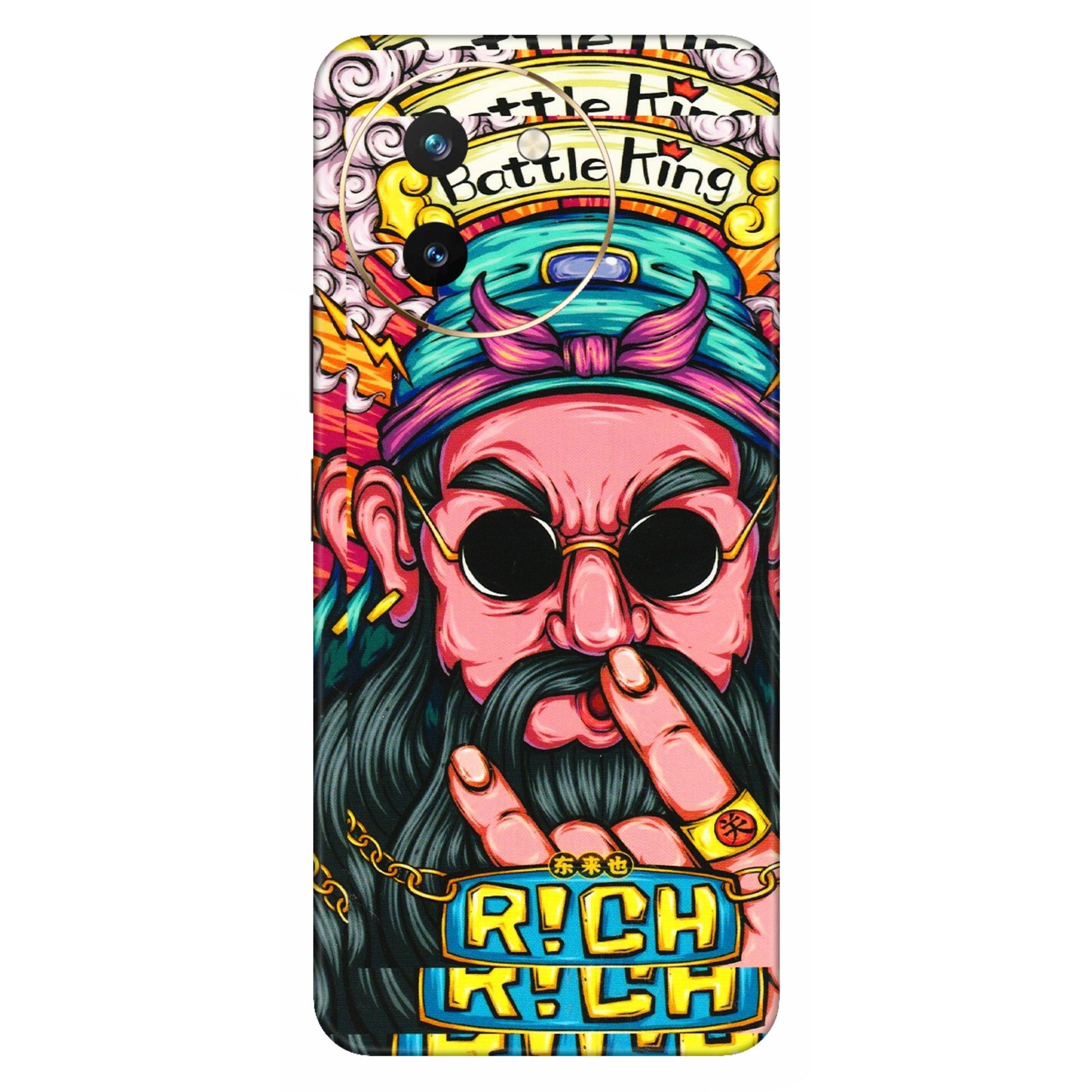 VIVO Z/V/X/T/U/S Series Phone Skins (All Models) - Battle King Dude Face - 3D Embossed Finish (L-178) Vivo T3 X (5G)