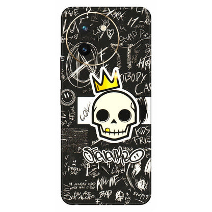 VIVO Z/V/X/T/U/S Series Phone Skins (All Models) - Funny Skull Black Chalk Grafitti - 3D Embossed Finish (L-22) Vivo T3 X (5G)