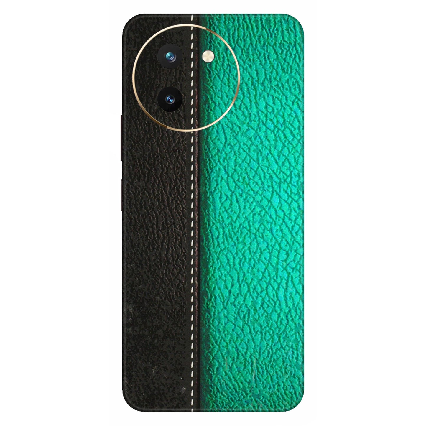 VIVO Z/V/X/T/U/S Series Phone Skins (All Models) - Black Green Dual Leather Stich - 3D Embossed Finish (L-233) Vivo T3 X (5G)
