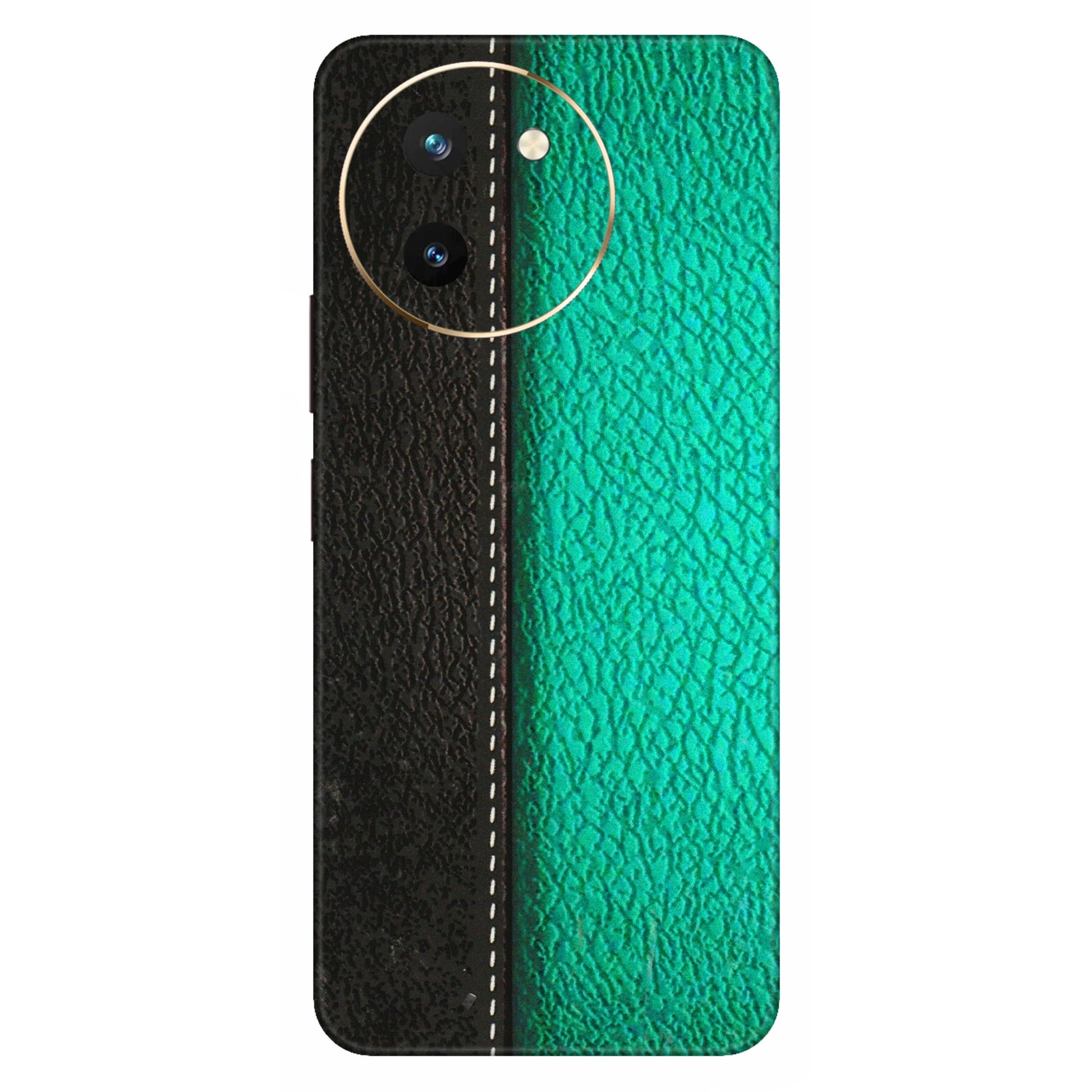 VIVO Z/V/X/T/U/S Series Phone Skins (All Models) - Black Green Dual Leather Stich - 3D Embossed Finish (L-233) Vivo T3 X (5G)