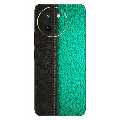 VIVO Z/V/X/T/U/S Series Phone Skins (All Models) - Black Green Dual Leather Stich - 3D Embossed Finish (L-233) Vivo T3 X (5G)