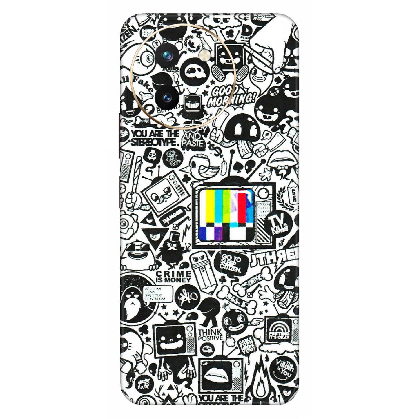 VIVO Z/V/X/T/U/S Series Phone Skins (All Models) - Doodles Positive Art - 3D Embossed Finish (L-263) Vivo T3 X (5G)