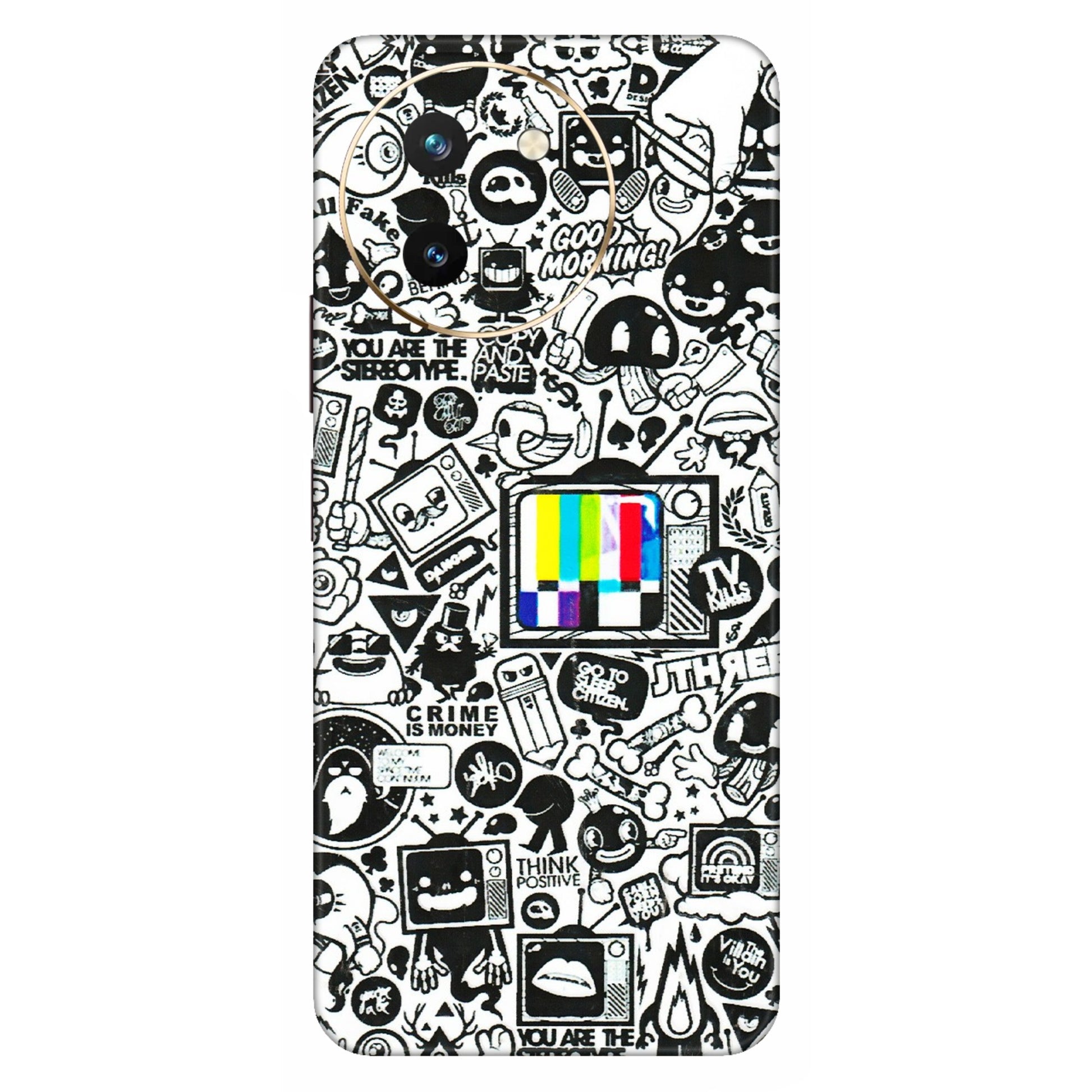 VIVO Z/V/X/T/U/S Series Phone Skins (All Models) - Doodles Positive Art - 3D Embossed Finish (L-263) Vivo T3 X (5G)