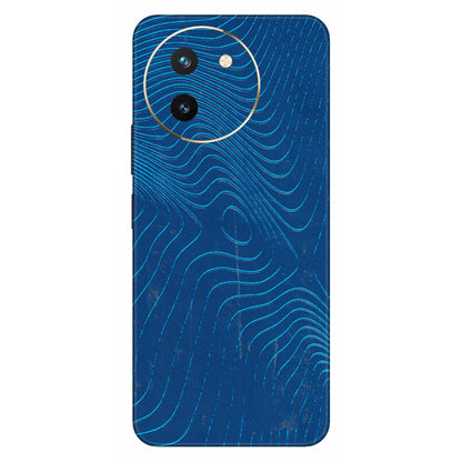 VIVO Z/V/X/T/U/S Series Phone Skins (All Models) - Abstract Blue Line Map - 3D Embossed Finish (L-272) Vivo T3 X (5G)