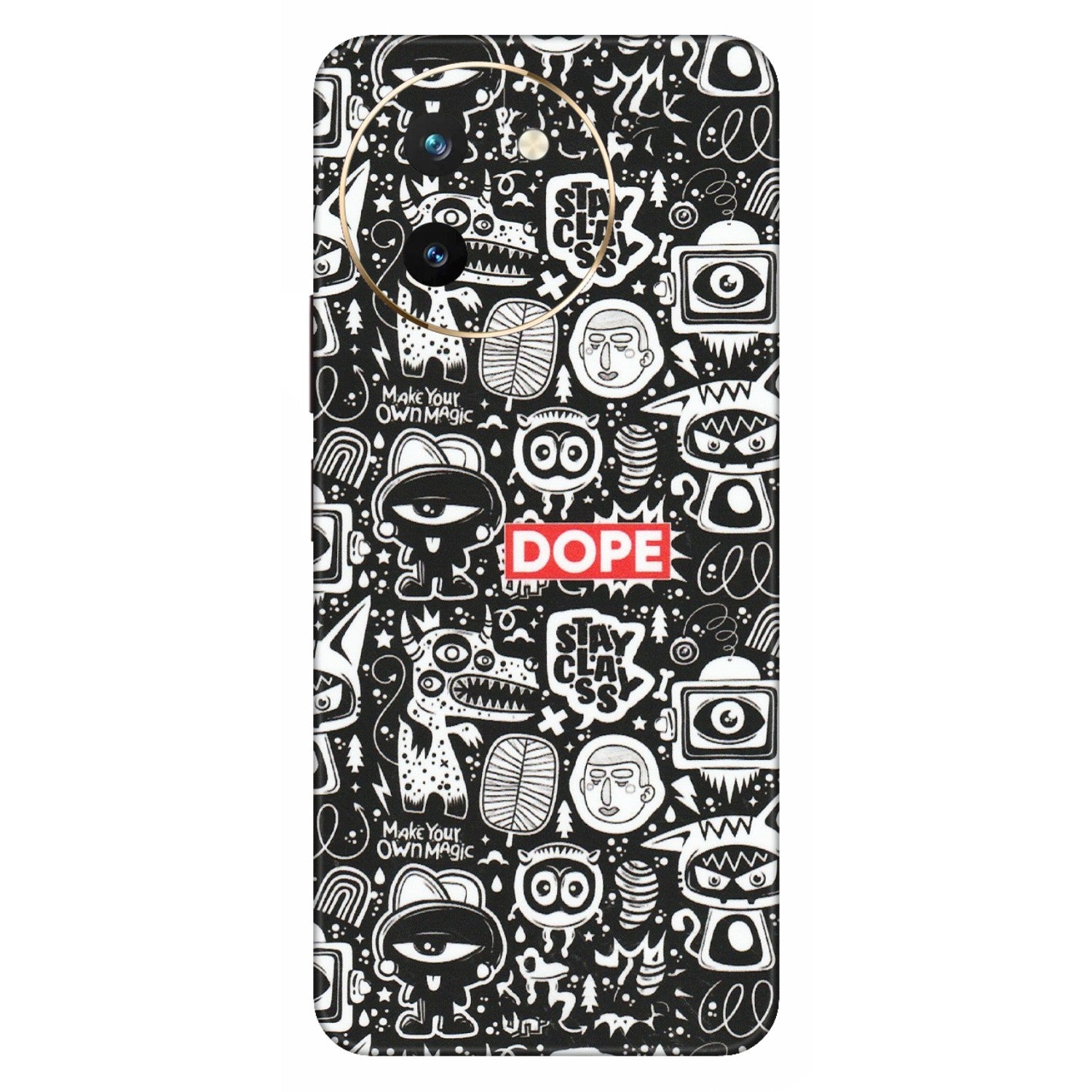 VIVO Z/V/X/T/U/S Series Phone Skins (All Models) - Dope Stay Classy Black Doodles - Matte Finish (M-126) Vivo T3 X (5G)
