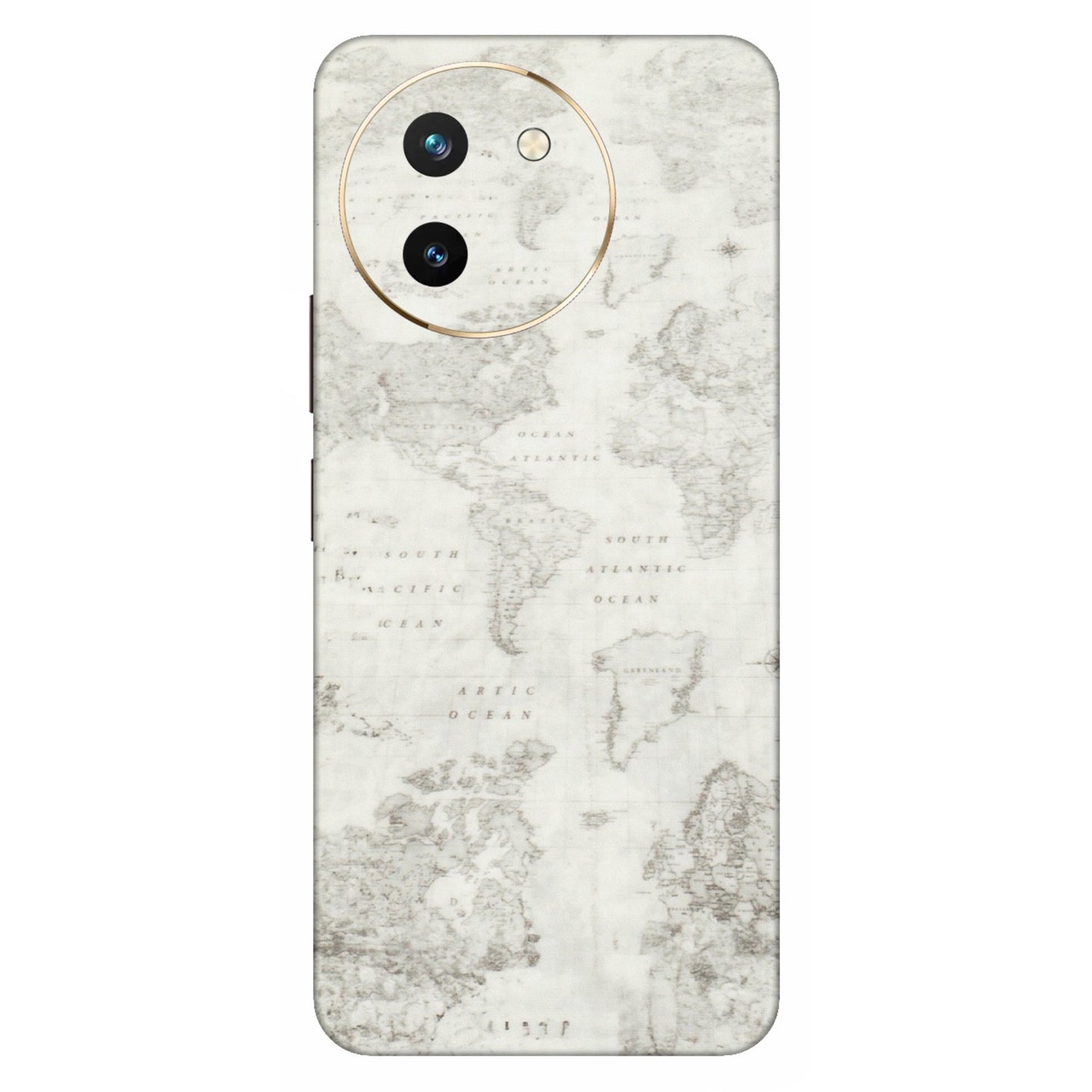 VIVO Z/V/X/T/U/S Series Phone Skins (All Models) - World Travel Map - Transparent Finish (T-04) Vivo T3 X (5G)